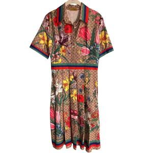 Anna Iron Tropical Maxi Pleated Dress – Size Small